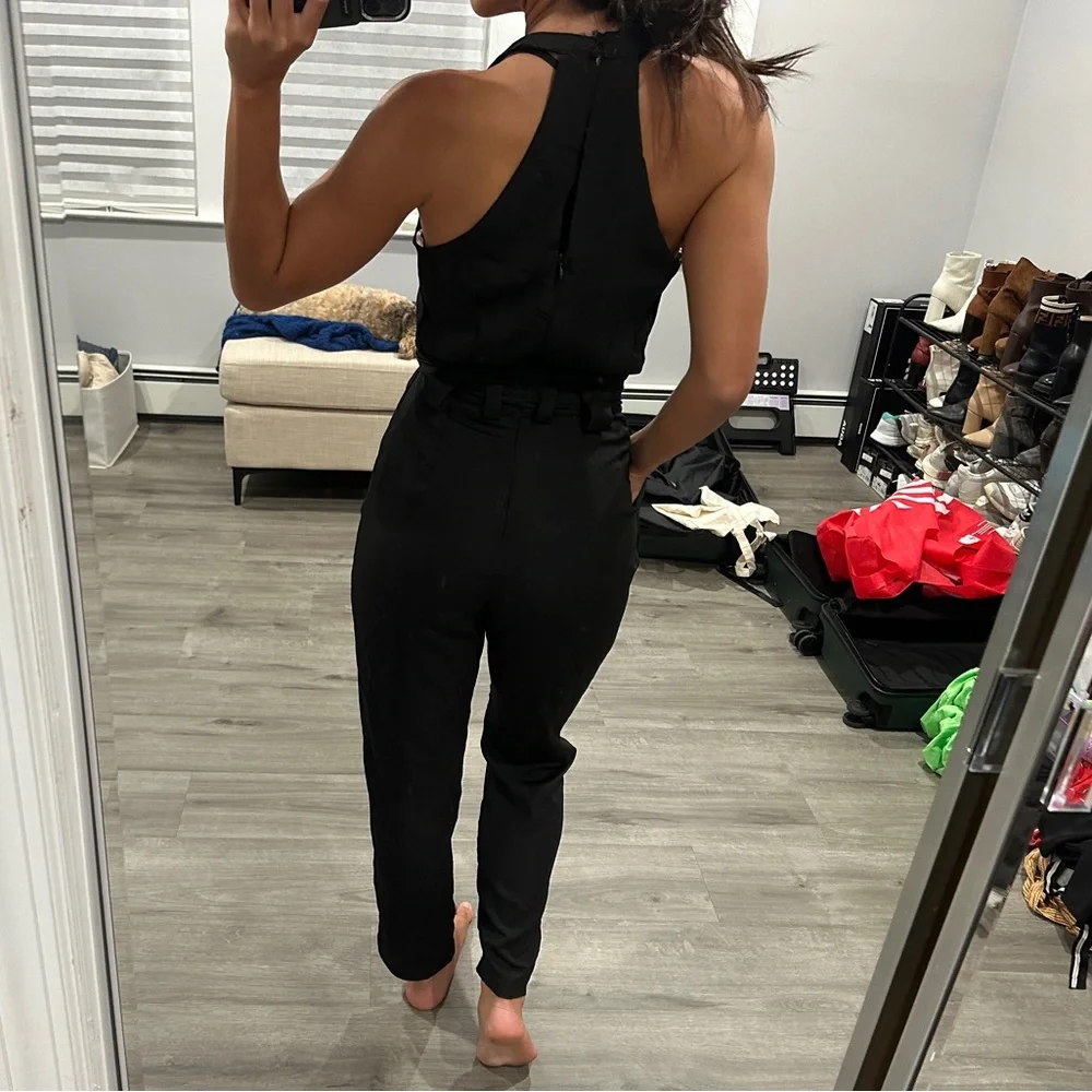 Lulus In the City Black Surplice Sleeveless Jumpsuit - Picture 5 of 9